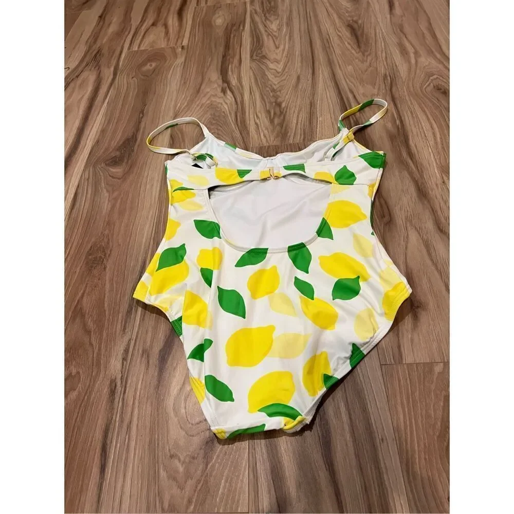 Kate Spade NWT Yellow Lemon One Piece Swimwear Sz S